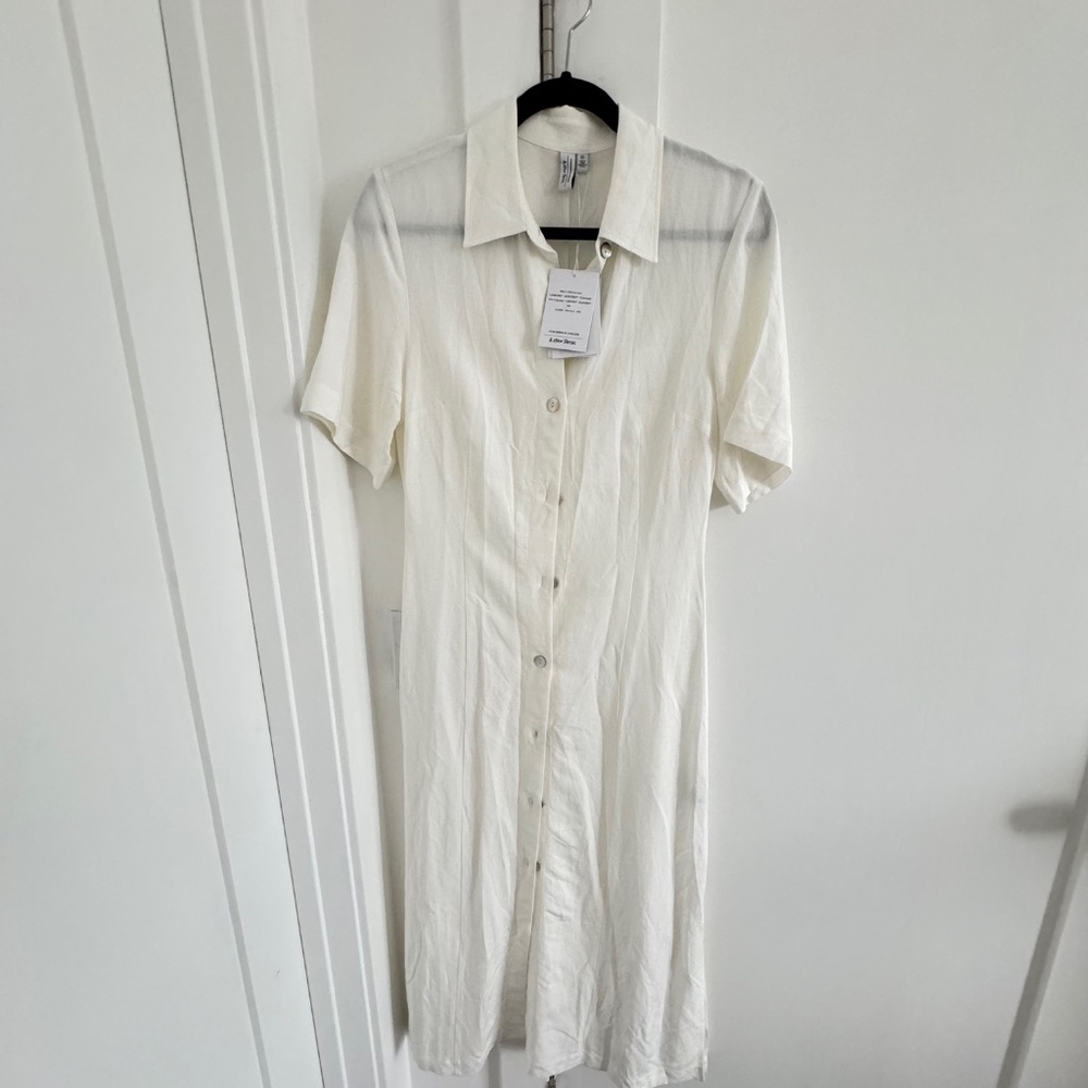 NWT & Other Stories Stockholm Atelier | Shell Button Shirt Midi Dress White - Picture 5 of 10